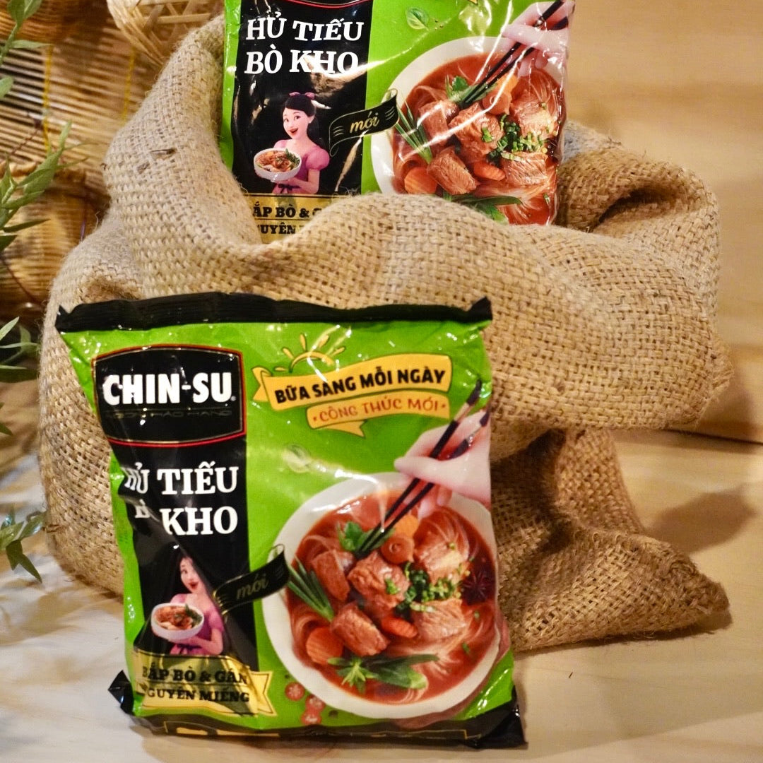 Chinsu - Hủ Tiếu Bò Kho (Thịt Thật) | Chinsu Instant Rice Noodles - Stewed Beef Flavor Instant Rice Noodles (Real Meat)