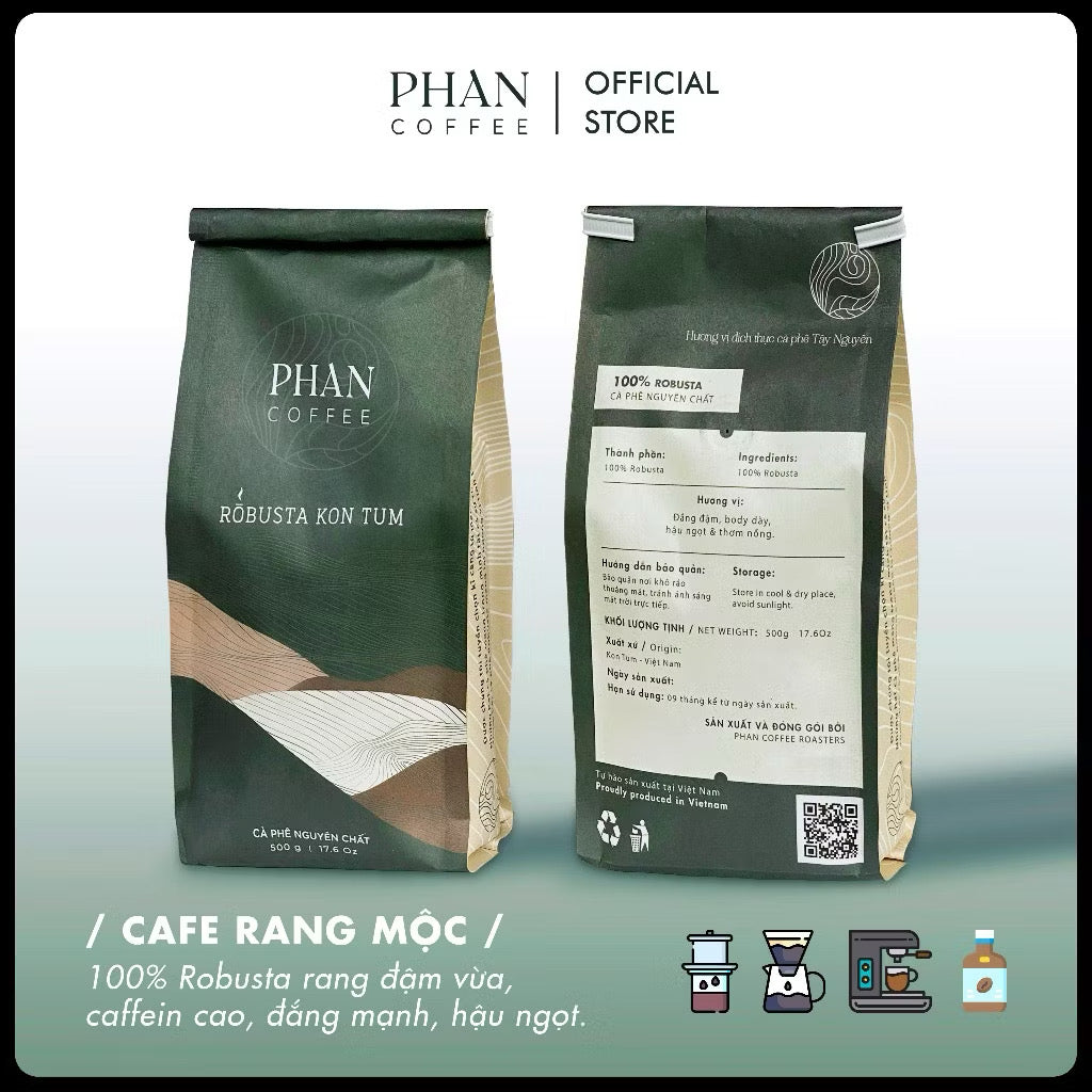 Phan Coffee - Robusta Kon Tum Nguyên Hạt | Robusta Kon Tum Whole Bean