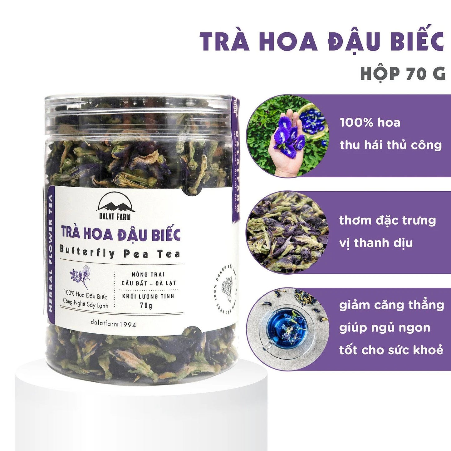 Đà Lạt Farm - Trà Hoa Đậu Biếc | Butterfly Pea Tea