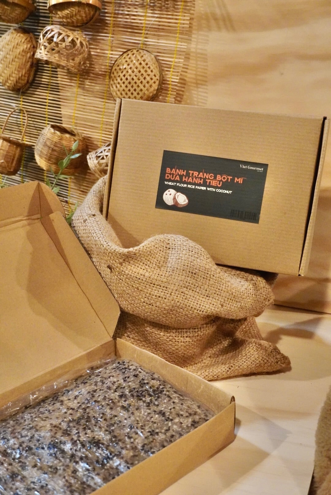 Viet Gourmet - Bánh Tráng Bột Mì Dừa Hành Tiêu Nướng Sẵn | Pre-fried Wheat Flour Rice Paper With Coconut