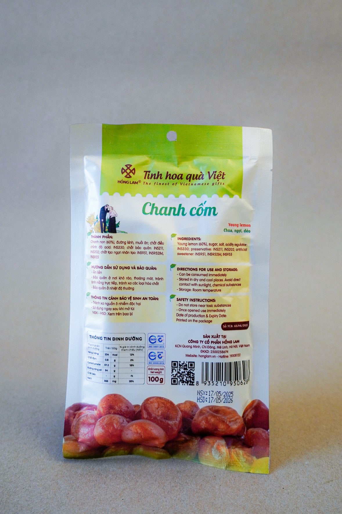 Hồng Lam - Chanh Cốm | Lime with Young Green Rice Flakes [bag/100gr]