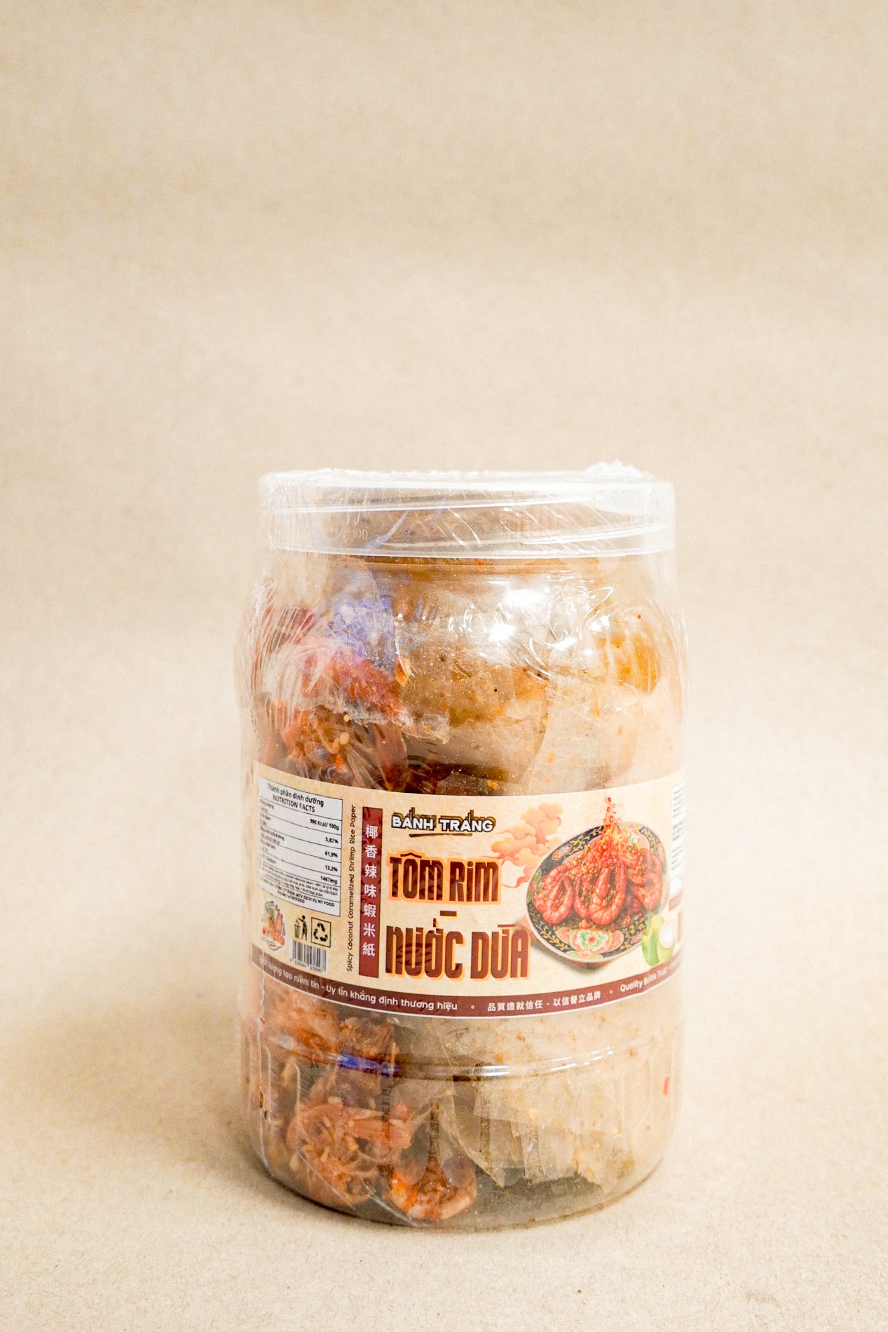 Viet Gourmet - Bánh Tráng Tôm Rim Nước Dừa | Caramelized Shrimp & Coconut Rice Paper [jar/300gr]
