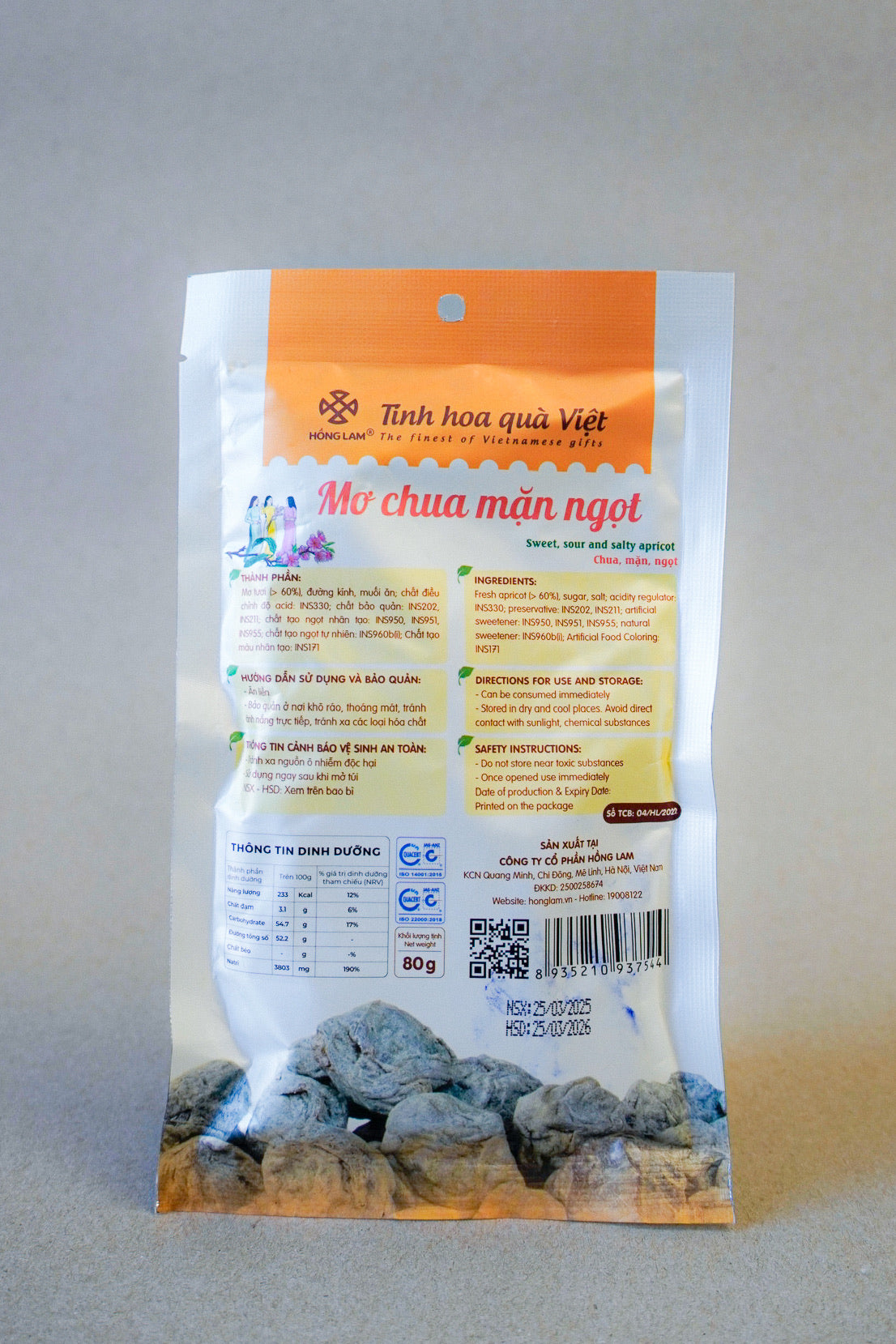 Hồng Lam - Mơ Chua Mặn Ngọt | Sweet, Sour and Salty Apricot [80gr/bag]