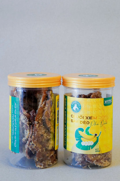 CocoFarm - Chuối Xiêm Sấy Dẻo Mè Dừa | Soft-Dried Siam Banana with Sesame and Coconut [bottle/300gr]