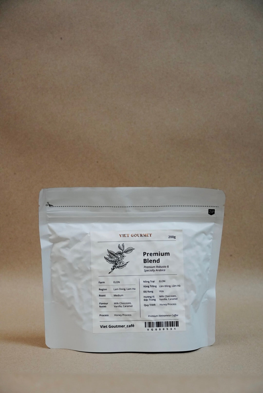 Viet Gourmet - Cà Phê Hạt Premium Blend | Premium Blend Coffee Beans [bag/200gr]