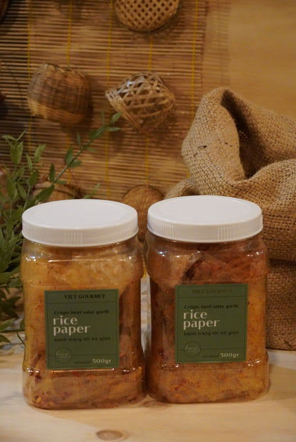 Viet Gourmet - Bánh Tráng Sa Tế Tỏi Bò Giòn | Rice Paper Satay with Garlic and Crispy Beef