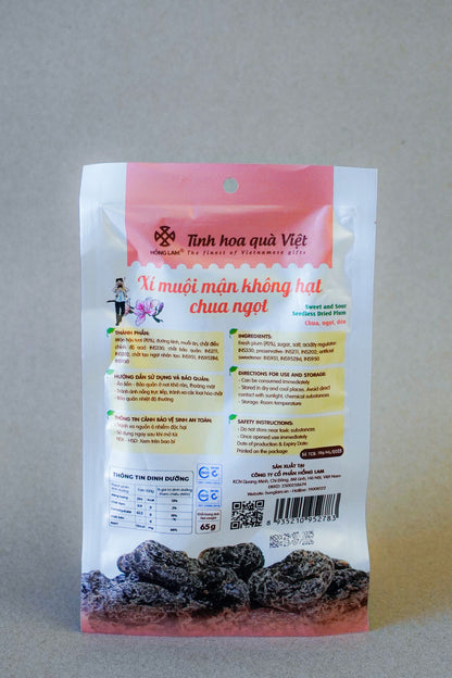 Hồng Lam - Xí Muội Mận Không Hạt Chua Ngọt | Sweet & Sour Seedless Dried Plum [bag/65gr]