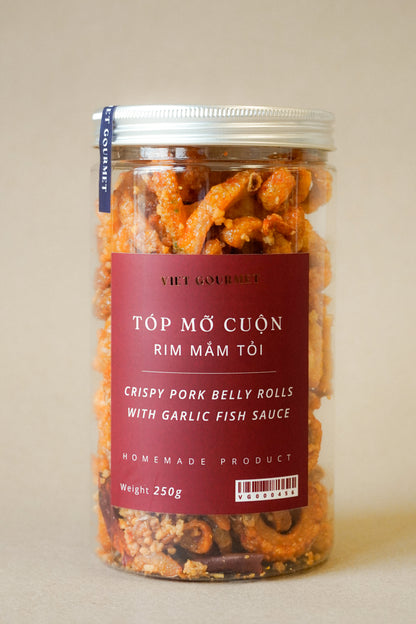 Viet Gourmet - Tóp Mỡ Cuộn Rim Mắm Tỏi | Crispy Pork Belly Rolls with Garlic Fish Sauce