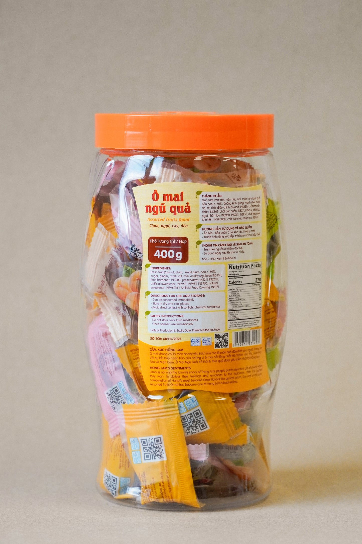 Hồng Lam - Ô Mai Ngũ Quả | Mixed Salted Dried Fruits [bottle/400gr]