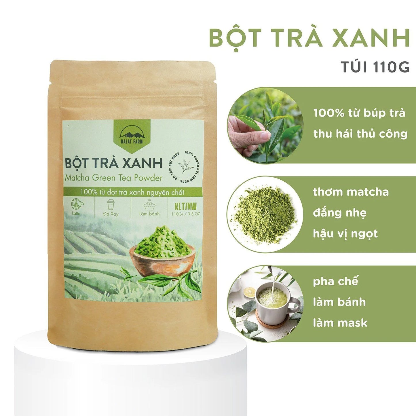 Đà Lạt Farm - Bột Trà Xanh | Matcha Green Tea Powder [bag/110gr]