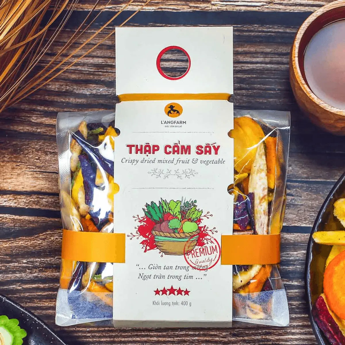 L'angFarm - Thập Cẩm Sấy Giòn | Crispy Dried Mixed Fruit & Vegetable [bag/400gr]