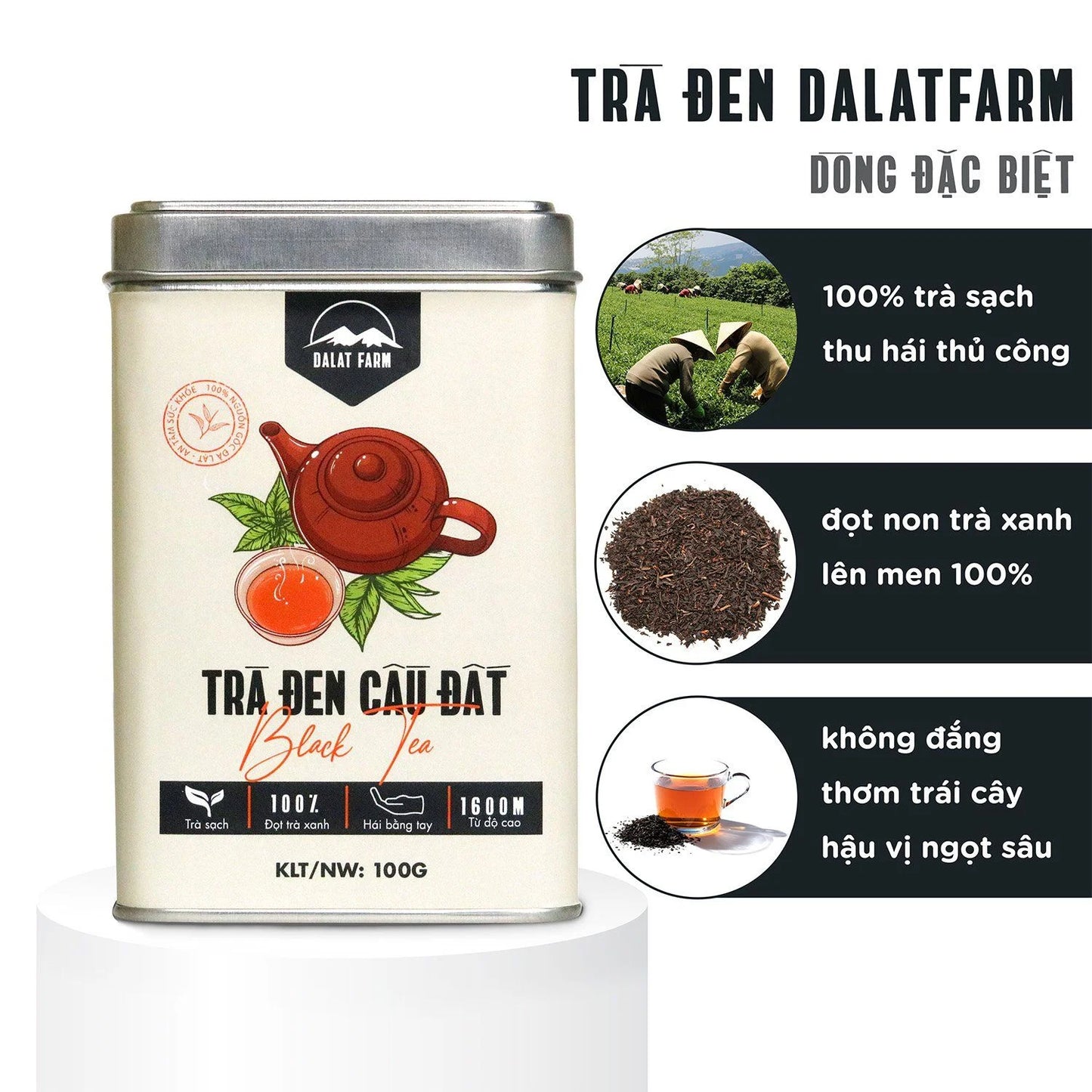 Đà Lạt Farm - Trà Đen Cầu Đất  | Black Tea [can/100gr]