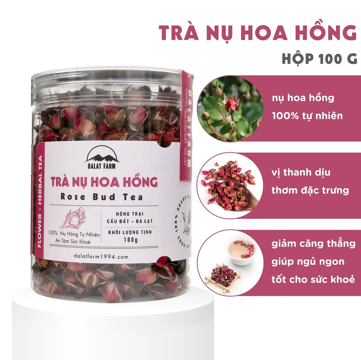 Đà Lạt Farm - Trà Nụ Hoa Hồng | Rose Bud Tea
