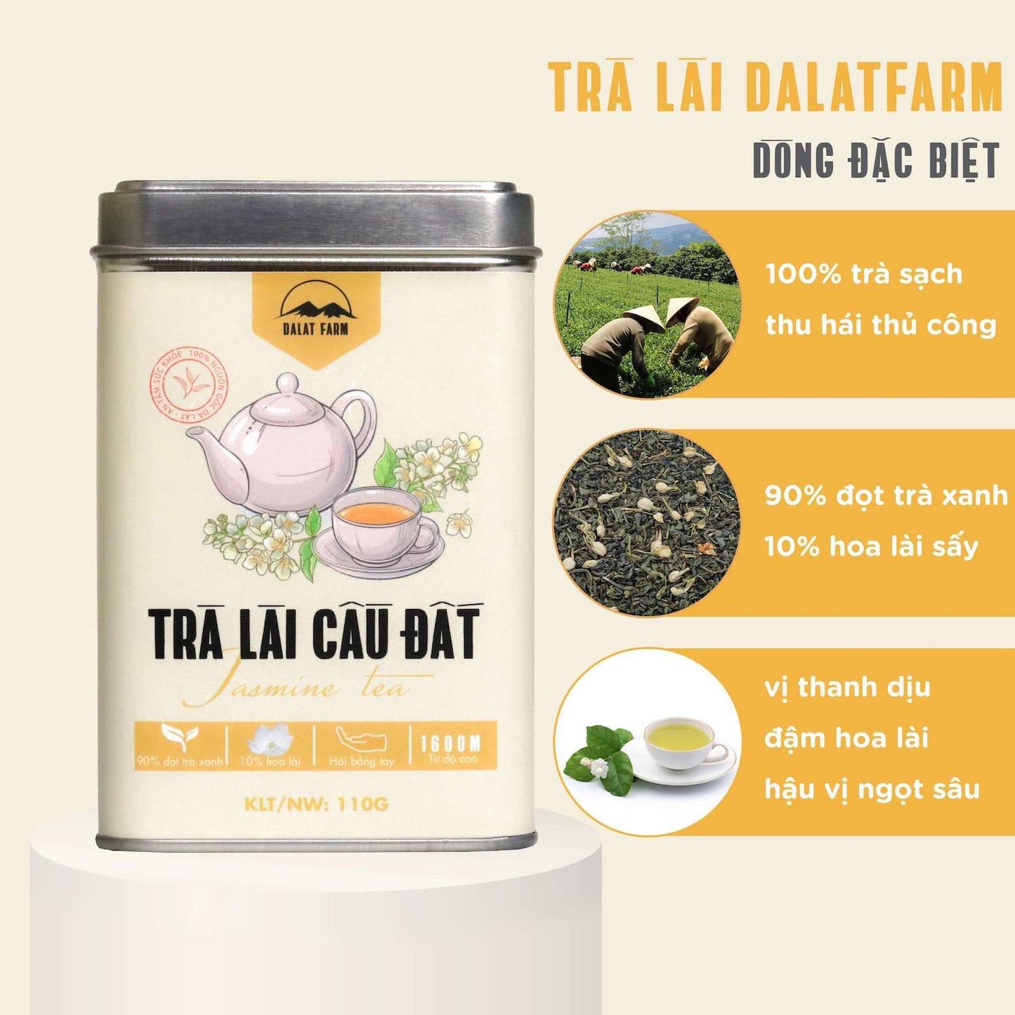 Đà Lạt Farm - Trà Lài Cầu Đất | Jasmine Tea [can/110gr]