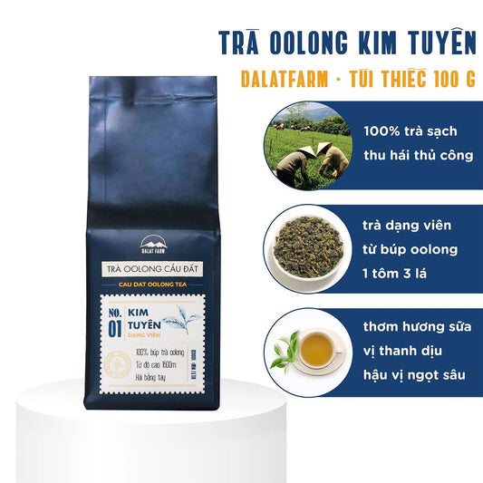Đà Lạt Farm - Trà Oolong Kim Tuyên | Cau Dat Oolong Tea [bag/100gr]