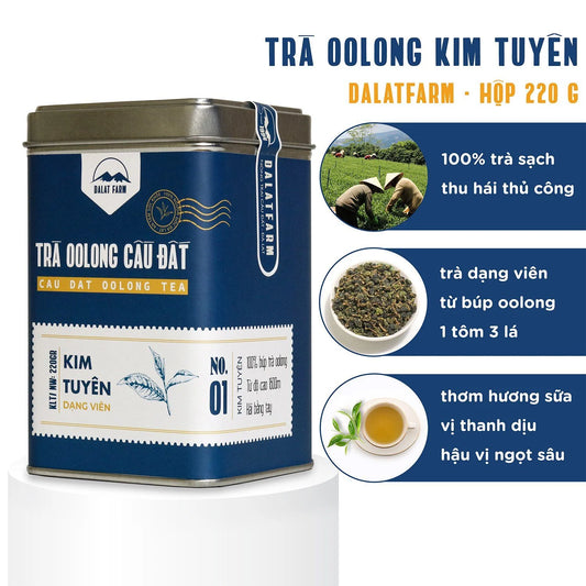 Đà Lạt Farm - Trà Oolong Kim Tuyên | Cau Dat Oolong Tea [can/220gr]